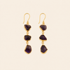 Amethyst Fall Earrings with three irregular purple stones on each drop