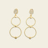Aqua Halo Earrings with linked open gold-coloured circles