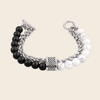 Atlas Chain Bracelet with stone beads paired with a chunky silver-coloured chain