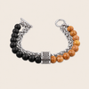 Atlas Chain Bracelet with stone beads paired with a chunky silver-coloured chain