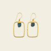 Blue Frame Earrings with open rectangular frames and small blue stone accents