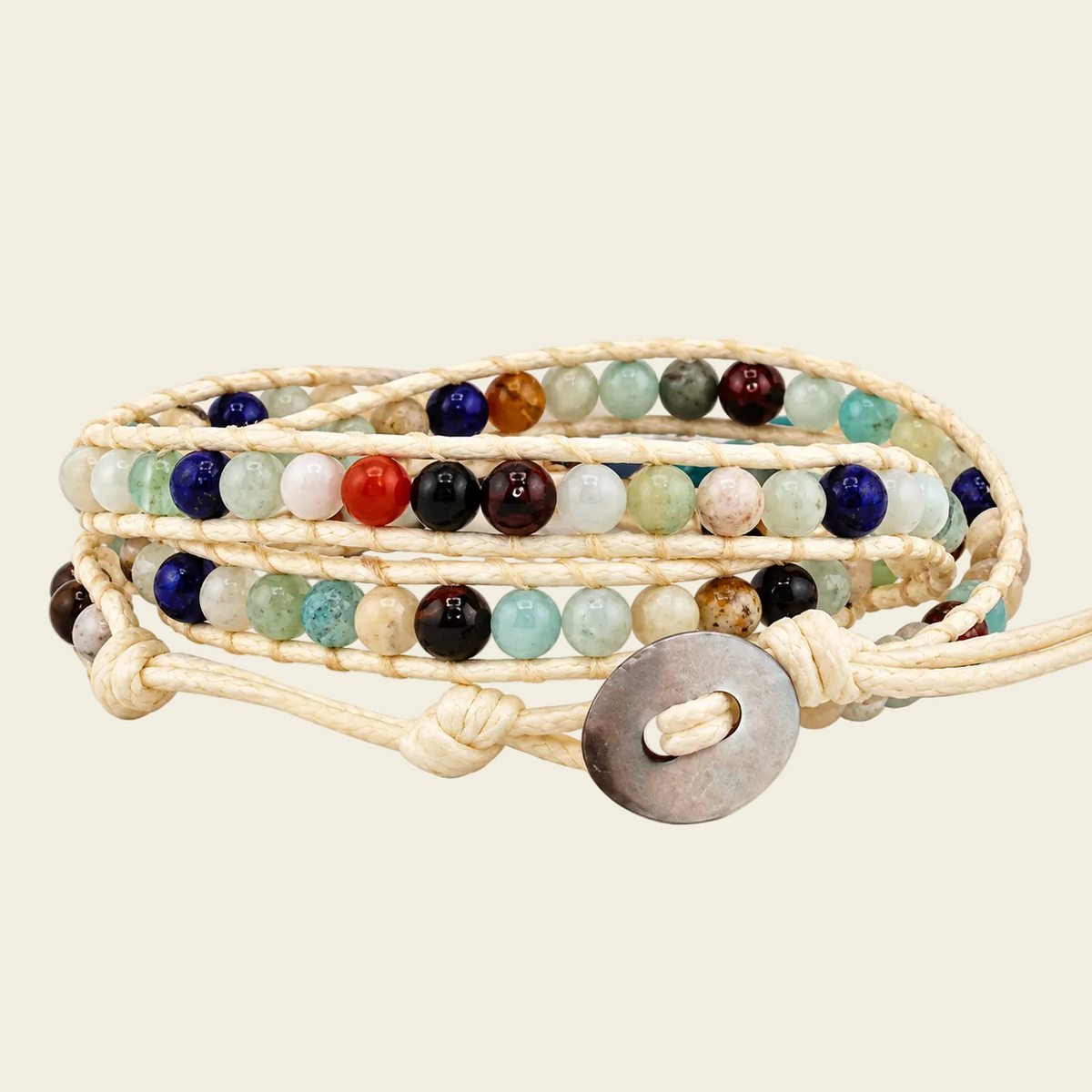Bluecore Bead Bracelet with beadwork and cord detail