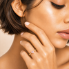 Blush Heart Ring worn on the hand in gold finish