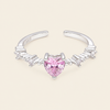 Blush Heart Ring with a pink heart-shaped stone and clear shoulder accents in silver finish
