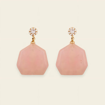 Blush Hex Earrings with pale pink hexagonal stone drops