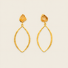 Citrine Orbit Earrings with pale amber-coloured stones above open oval drops