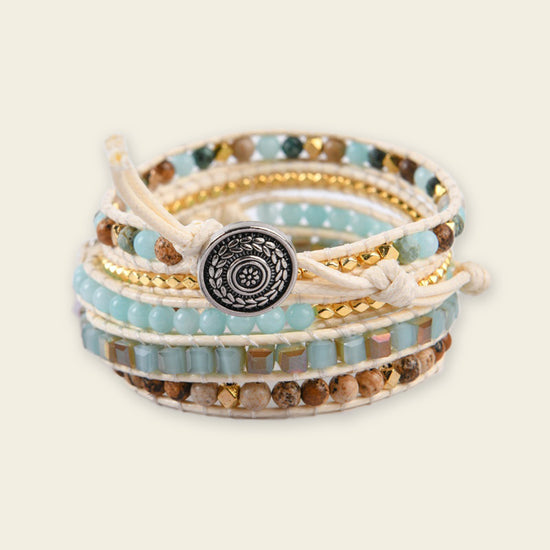 Clear Interval Bracelet with beadwork and cord detail