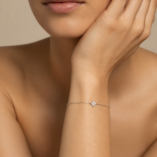 Clover Light Bracelet worn on the wrist in gold finish