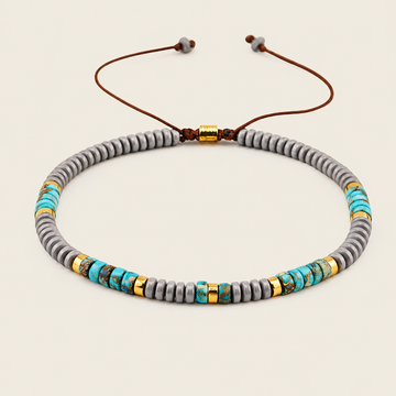 Coastal Marker Bracelet with grey and turquoise-coloured stone discs