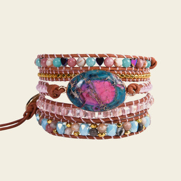 Colour Axis Bracelet with layered pink and multicoloured beads
