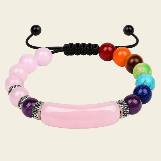 Continuum Smooth Bracelet with multicoloured round beads and a curved central stone bar