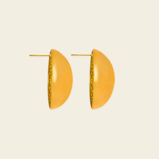 Contour Dome Earrings with rounded oval dome-shaped studs in gold finish