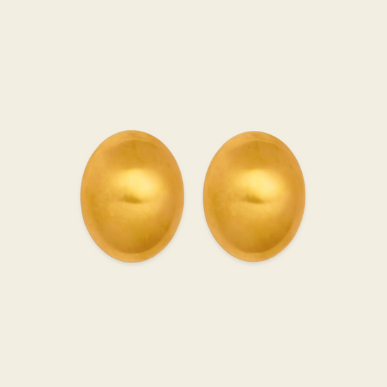 Contour Dome Earrings with rounded oval dome-shaped studs in gold finish
