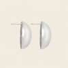 Contour Dome Earrings with rounded oval dome-shaped studs in silver finish