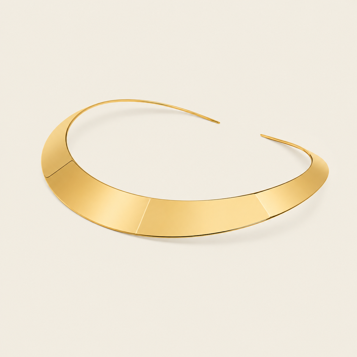 Crescent Collar Necklace with a smooth curved collar band in gold finish