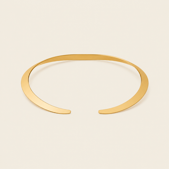 Crescent Collar Necklace with a smooth curved collar band in gold finish
