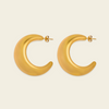 Crescent Sweep Earrings with broad polished crescent-shaped hoops in gold finish