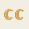 Crescent Sweep Earrings with broad polished crescent-shaped hoops in gold finish