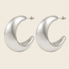 Crescent Sweep Earrings with broad polished crescent-shaped hoops in silver finish