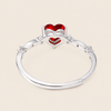 Crimson Heart Ring with a red heart-shaped stone and clear accents in silver finish