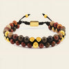Crimson Knot Bracelet with two rows of round beads woven onto contrasting cord