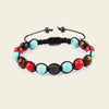 Crimson Line Bracelet with a beaded strand paired with a woven cord band