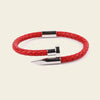 Crimson Line Bracelet with a beaded strand paired with a woven cord band