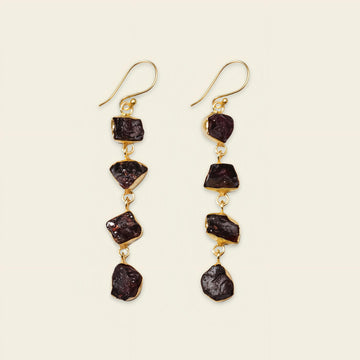 Crimson Link Earrings with a vertical line of irregular dark purple stones