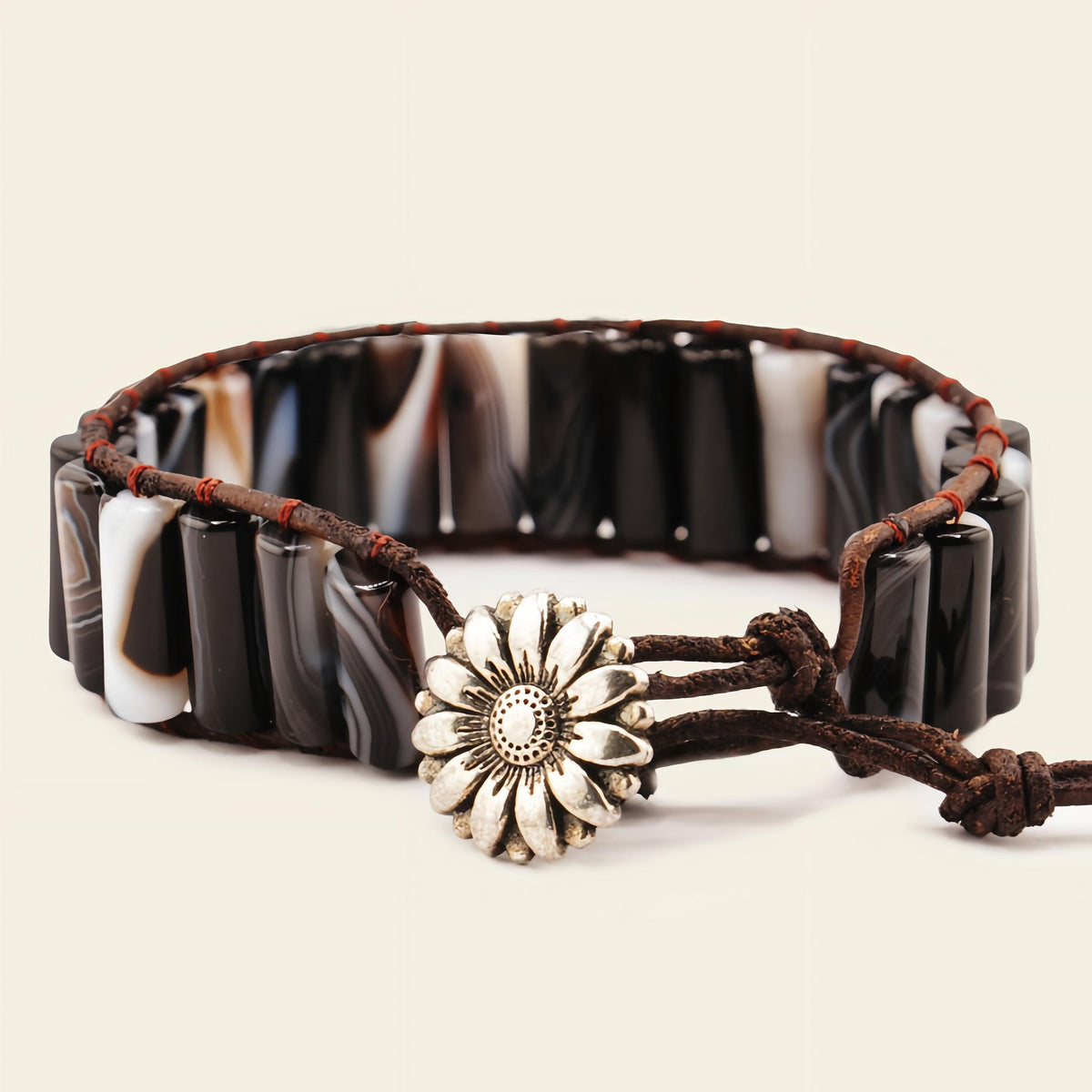 Darkline Tile Bracelet with beadwork and cord detail