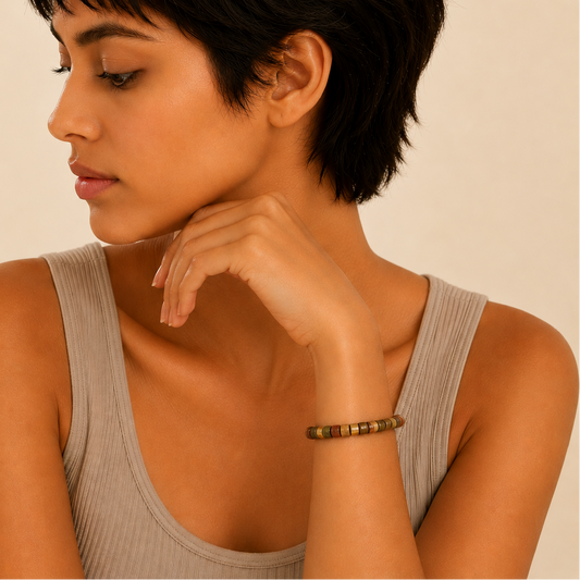 Desert Strata Bracelet worn on the wrist
