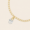 Dewdrop Chain Ring with an adjustable chain band and clear teardrop charm in gold finish