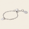 Dewdrop Chain Ring with an adjustable fine chain band in silver finish