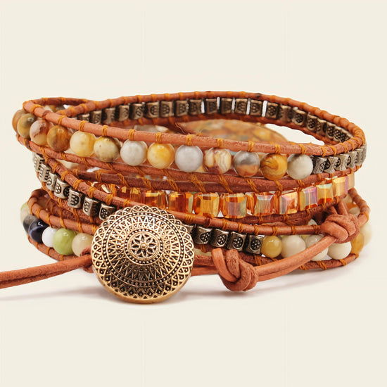 Earth Pattern Bracelet with beadwork and cord detail