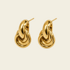 Echo Loop Earrings with interlocking sculptural loop drops in gold finish