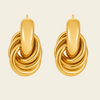 Echo Loop Earrings with interlocking sculptural loop drops in gold finish
