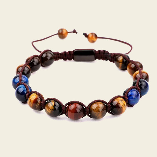 Ember Drift Bracelet with round stone beads on an adjustable cord
