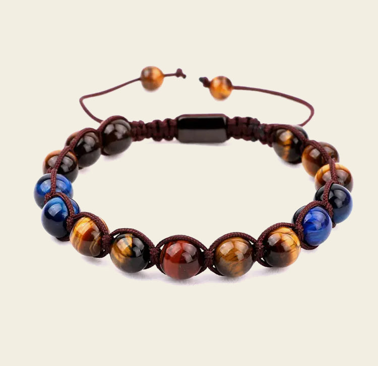 Ember Drift Bracelet with round stone beads on an adjustable cord