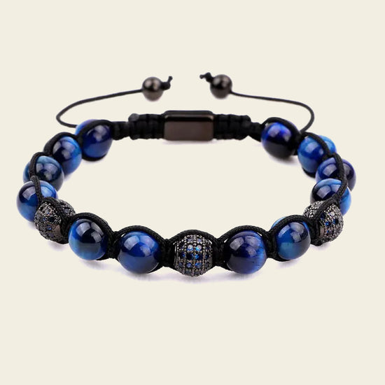 Ember Drift Bracelet with round stone beads on an adjustable cord