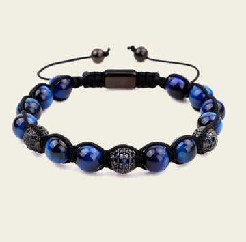 Ember Drift Bracelet with round stone beads on an adjustable cord