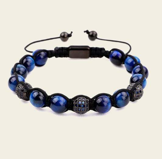 Ember Drift Bracelet with round stone beads on an adjustable cord
