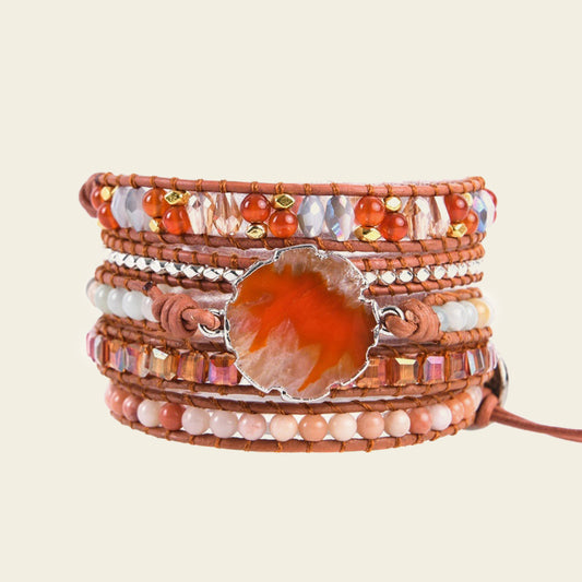 Ember Form Bracelet with layered orange and pale stone beads