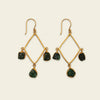 Emerald Frame Earrings with open geometric frames and green stone accents