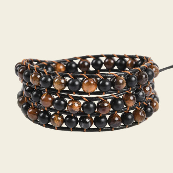 Field Line Bracelet with black and brown round bead strands