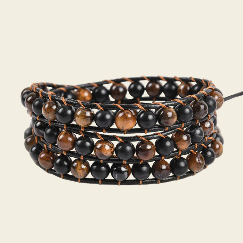 Field Line Bracelet with black and brown round bead strands