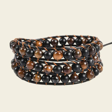 Field Line Bracelet with black and brown round bead strands