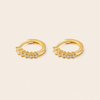 Fine Light Earrings with small hoops set with clear stones in gold finish