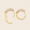 Fine Light Earrings with small hoops set with clear stones in gold finish