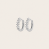 Fine Light Earrings with small hoops set with clear stones in silver finish