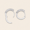 Fine Light Earrings with small hoops set with clear stones in silver finish