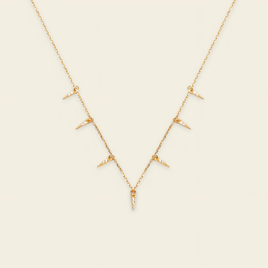 Fine Trace Necklace with a fine chain with small tapered drops in gold finish
